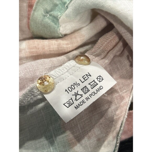 I Linen Tunic Top Womens Large Blouse Paint Splatter Hawaiian Shirt Pockets - Picture 4 of 5